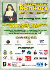 PLAKAT NA WWW - III MIĘDZYNARODOWY KONKURS PLASTYCZNO - LITERACKI O BŁ. BOLESŁAWIE LAMENT